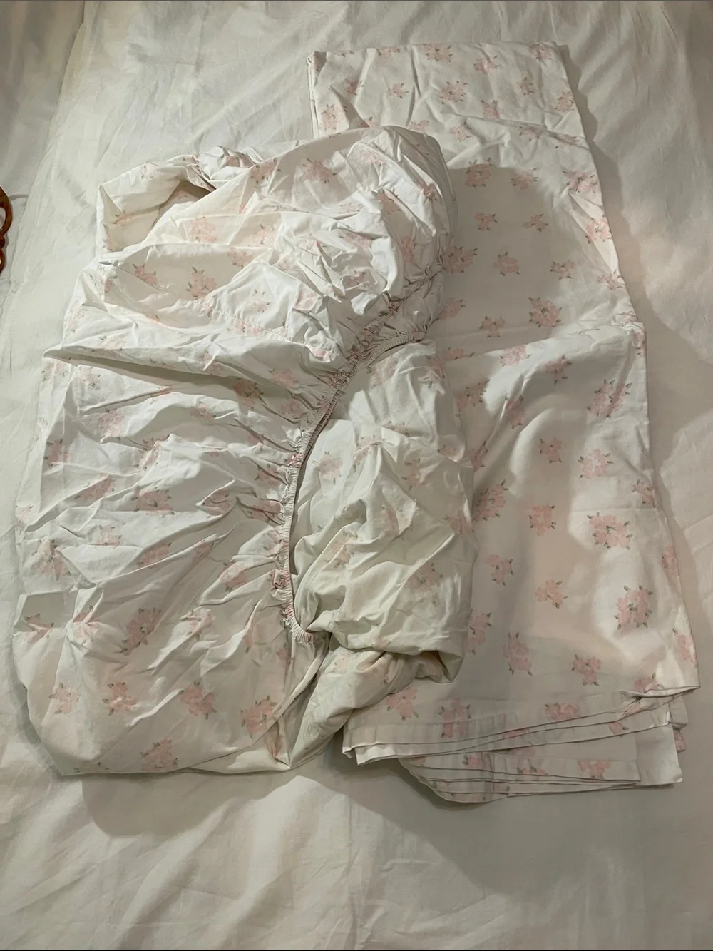Pottery Barn Kids Pink Floral Fitted and Flat Sheet Set vintage granny chic